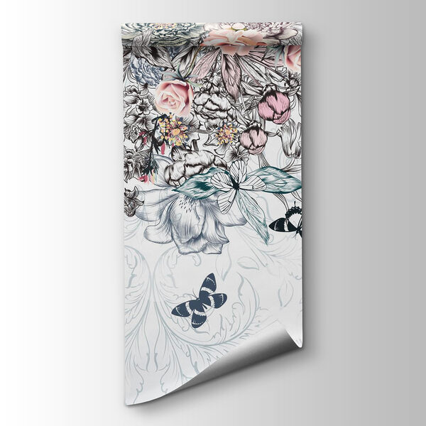 Group of flowers and butterflies