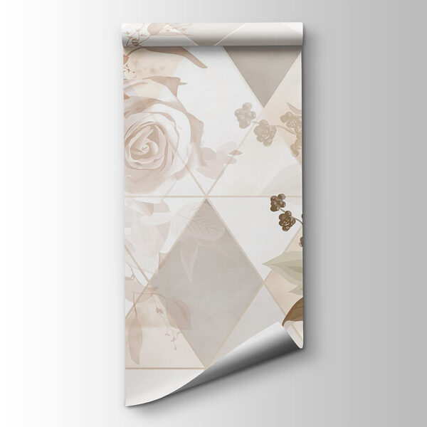 Wallpaper with flowers and triangles