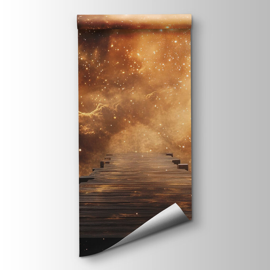 Wooden bridge leading to clouds Wooden bridge leading to clouds