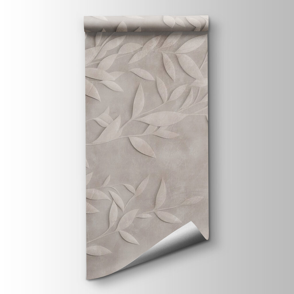 White leaf design on a wall
