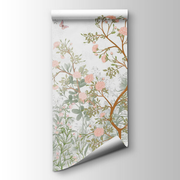 Painting of a tree with flowers and butterflies Painting of a tree with flowers and butterflies