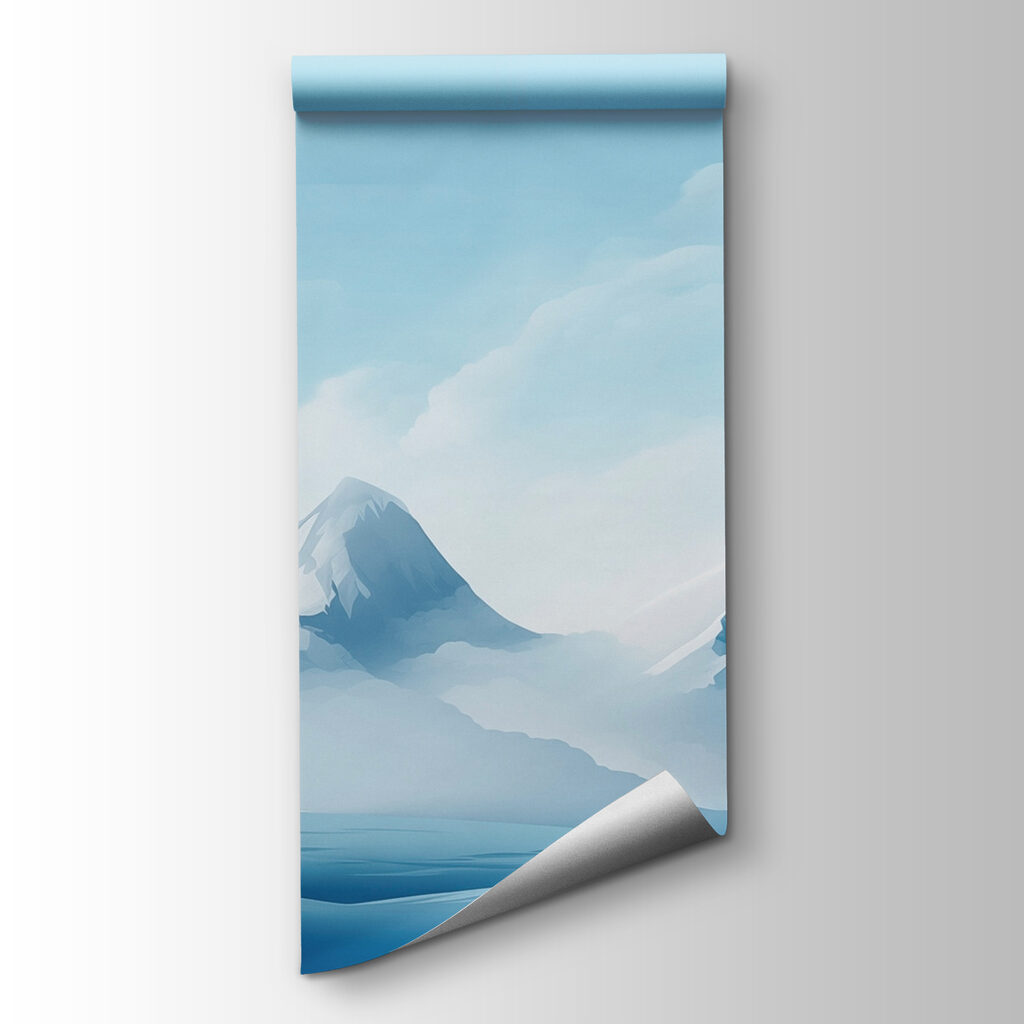 Snowy mountain range with clouds