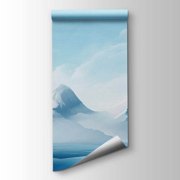 Snowy mountain range with clouds