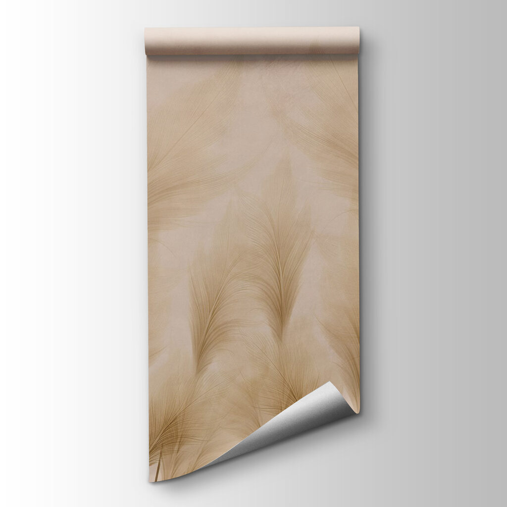 Group of feathers on a beige background