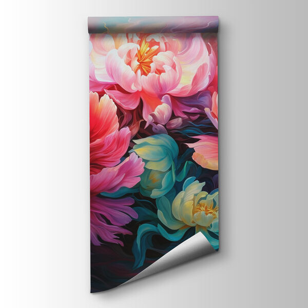 Painting of flowers on a blue background