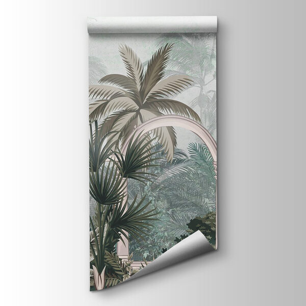 Wallpaper with palm trees and a balcony