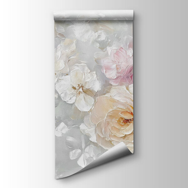 Painting of flowers on a white surface Painting of flowers on a white surface