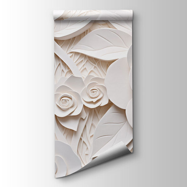 White paper flowers and leaves