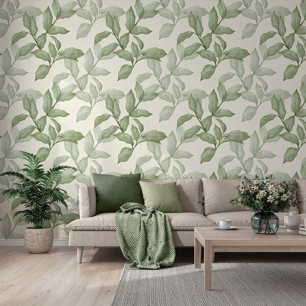 Pattern of leaves on a white background