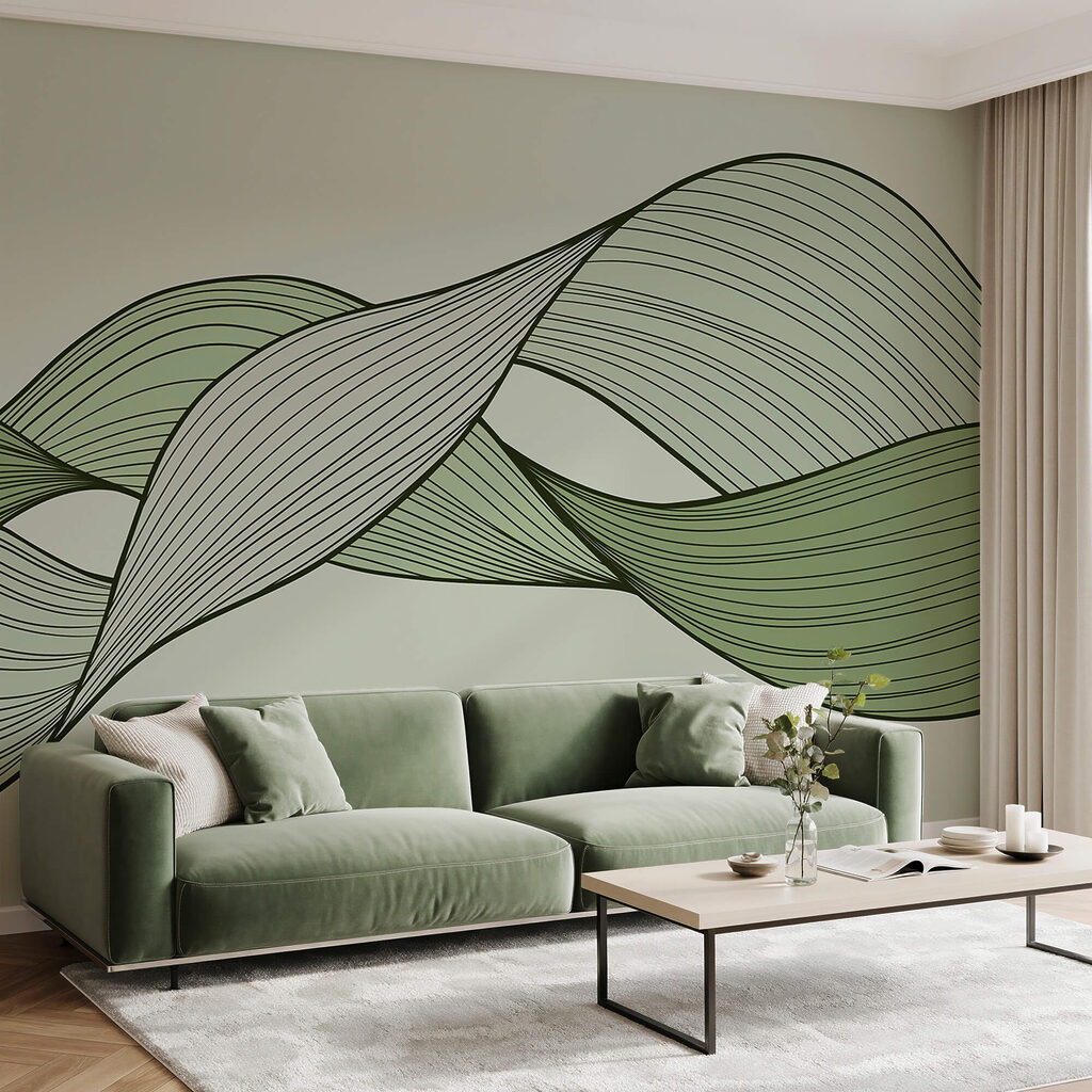 Green and black wavy lines