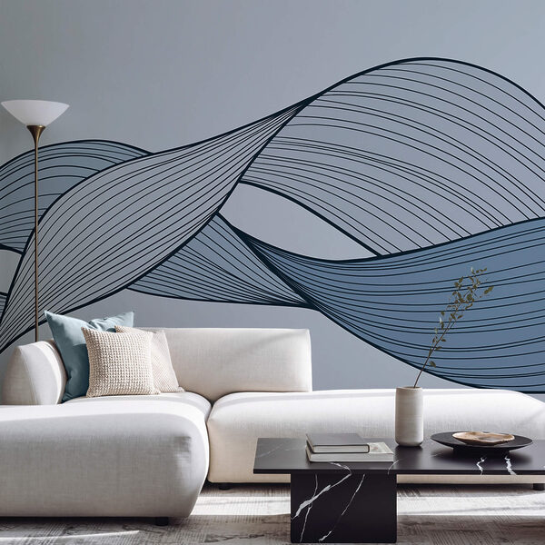 Blue and black wavy lines