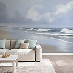 Wall mural Beach with waves crashing on the shore