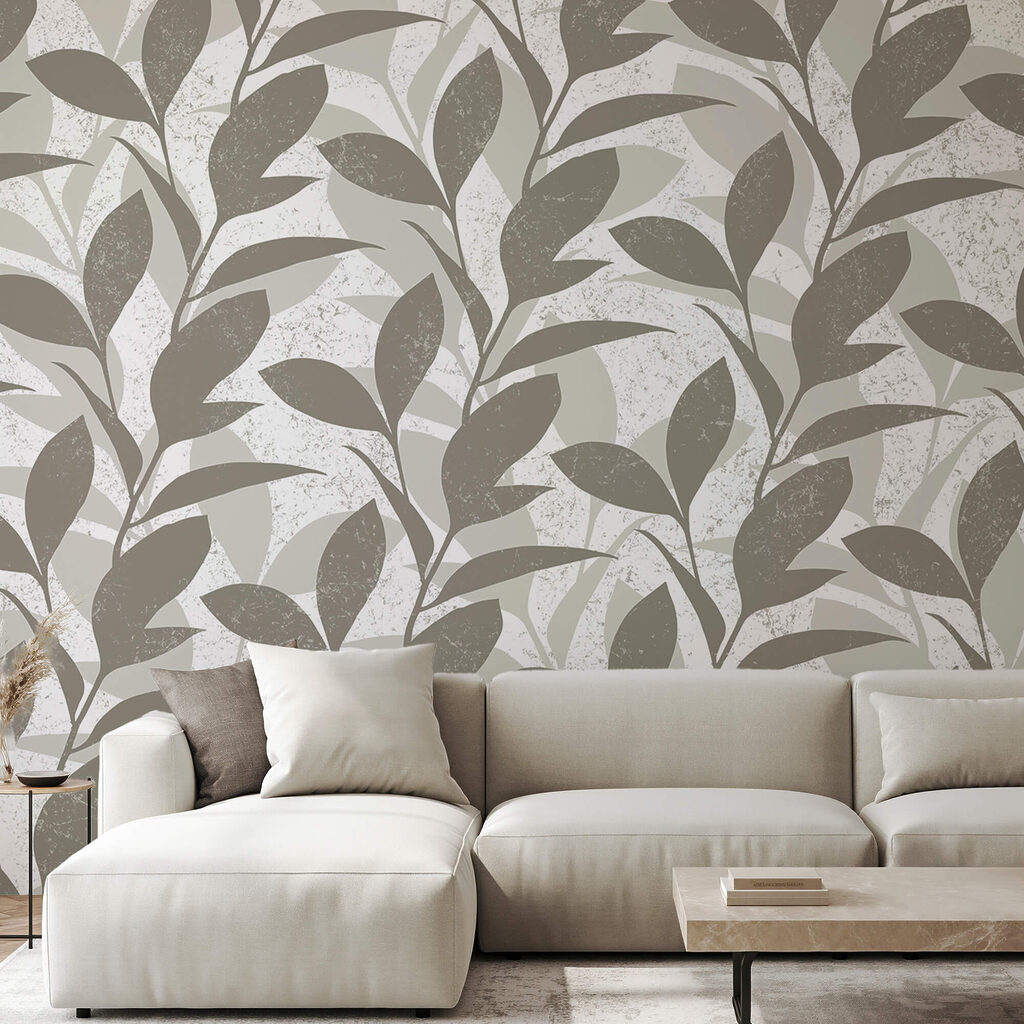 Pattern of leaves on a white background