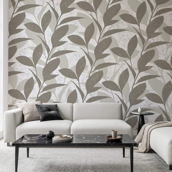 Pattern of leaves on a white background