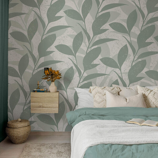 Pattern of leaves on a white background