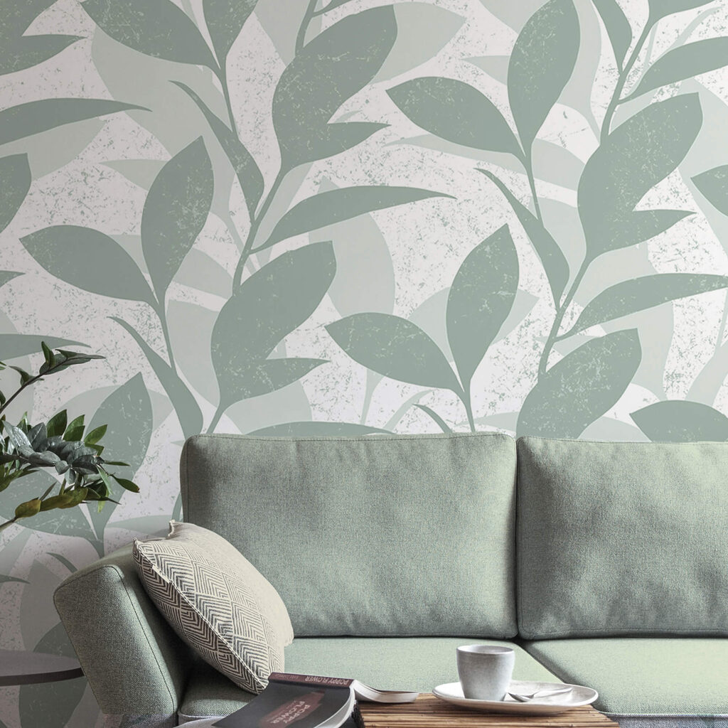 Pattern of leaves on a white background