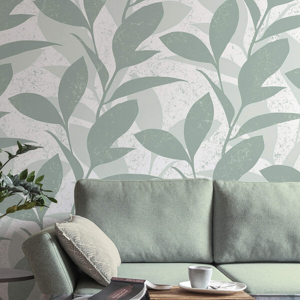 Pattern of leaves on a white background