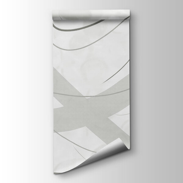White and grey background with lines and curves