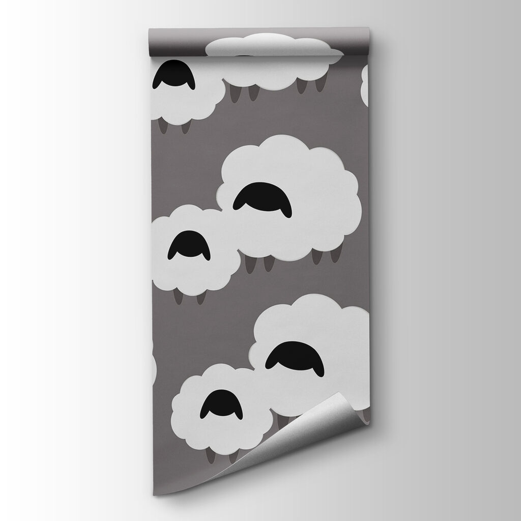 Group of white clouds with black sheep