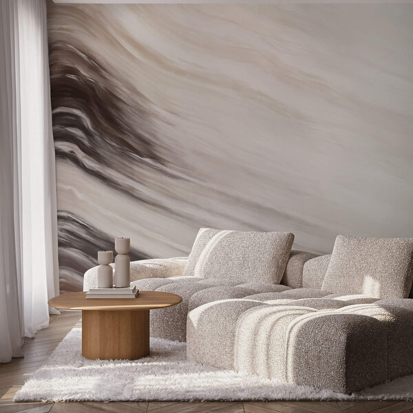 Wall murals Wall murals Abstract waves in soft hues (SKU: t00445)