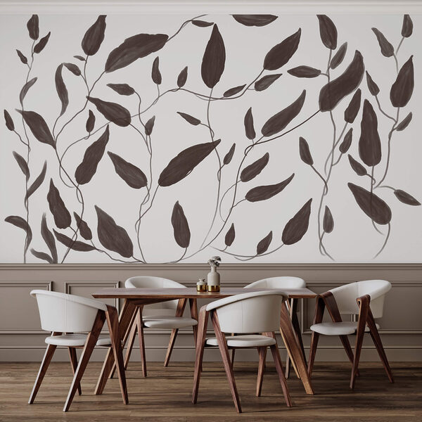 Drawing of leaves on a white background