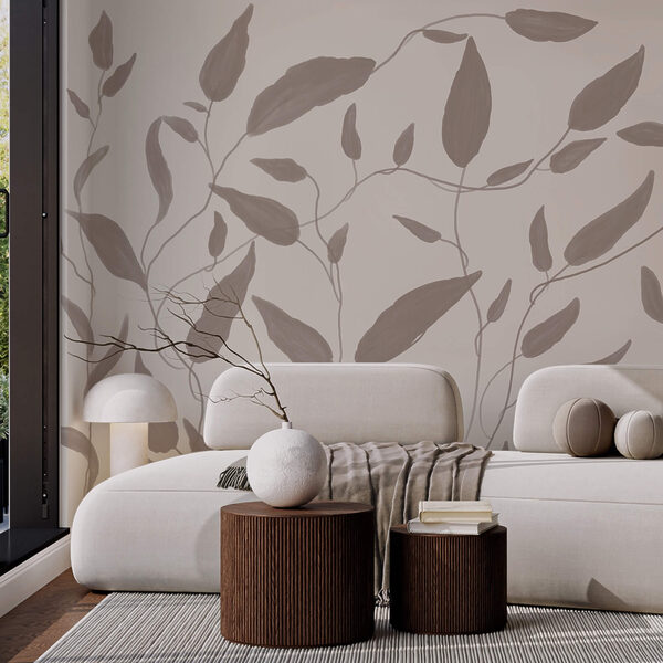 Drawing of leaves on a white background