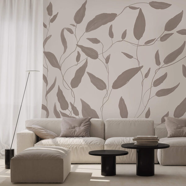 Drawing of leaves on a white background