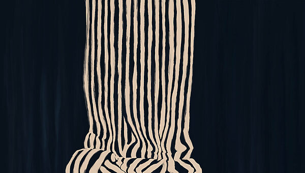 Black and white striped curtain