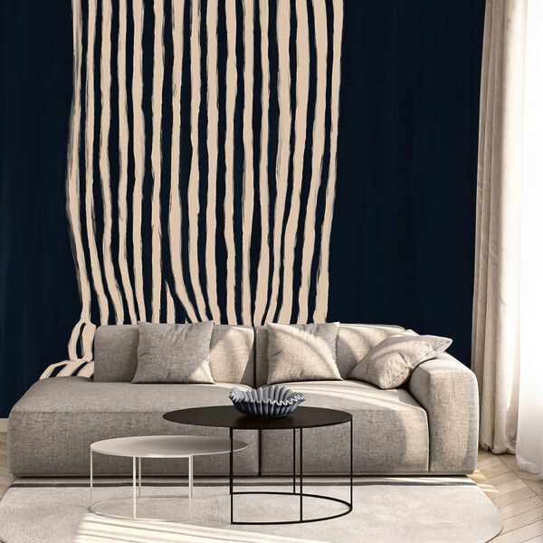 Black and white striped curtain