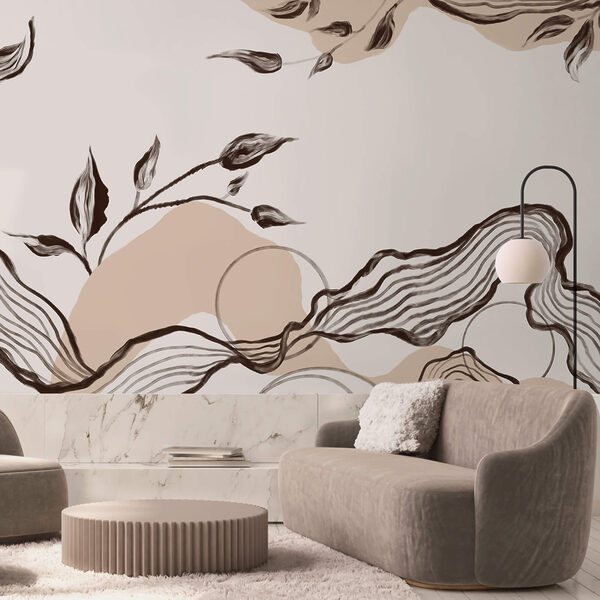 Wall murals Elegant flowing lines with natural elements (SKU: t00466) Wall murals Wall murals Elegant flowing lines with natural elements (SKU: t00466)