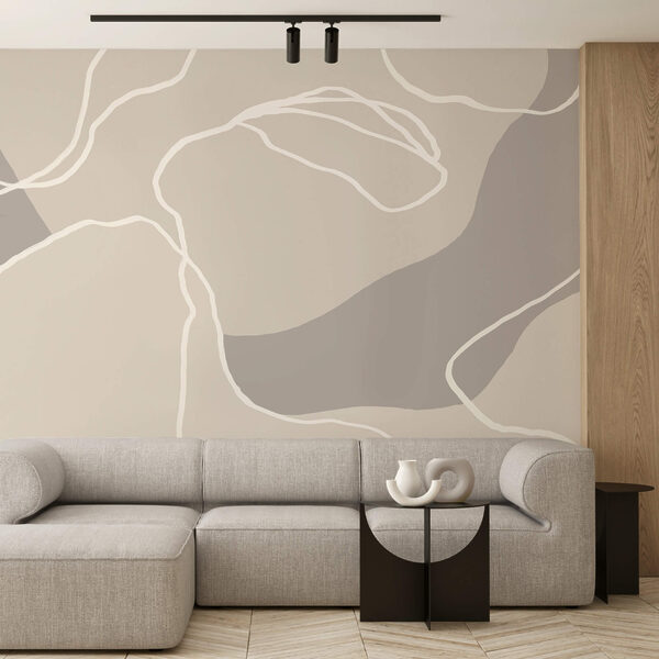 Wall murals White lines on a beige background (SKU: t00470) Wall murals Wall murals White lines on a beige background (SKU: t00470)