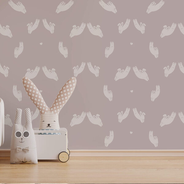 Pattern of rabbits on a gray background