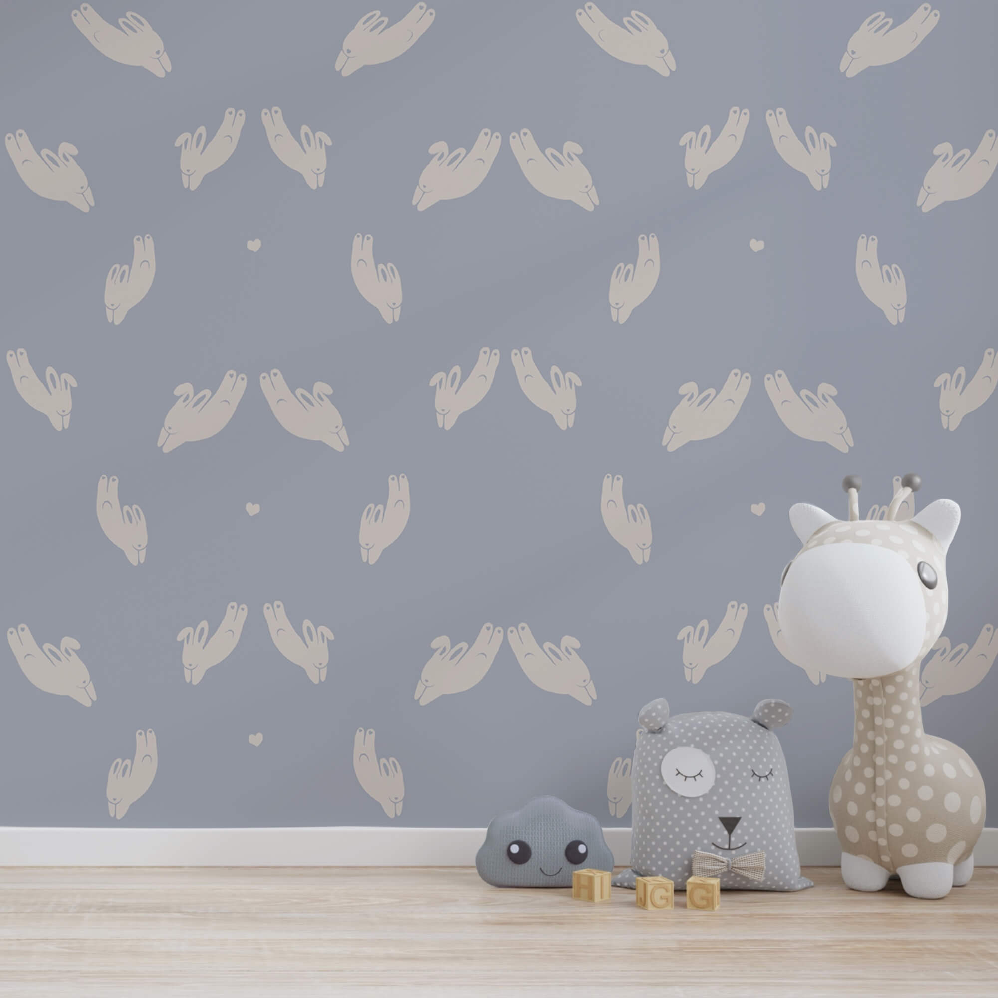 Pattern of hands on a blue background