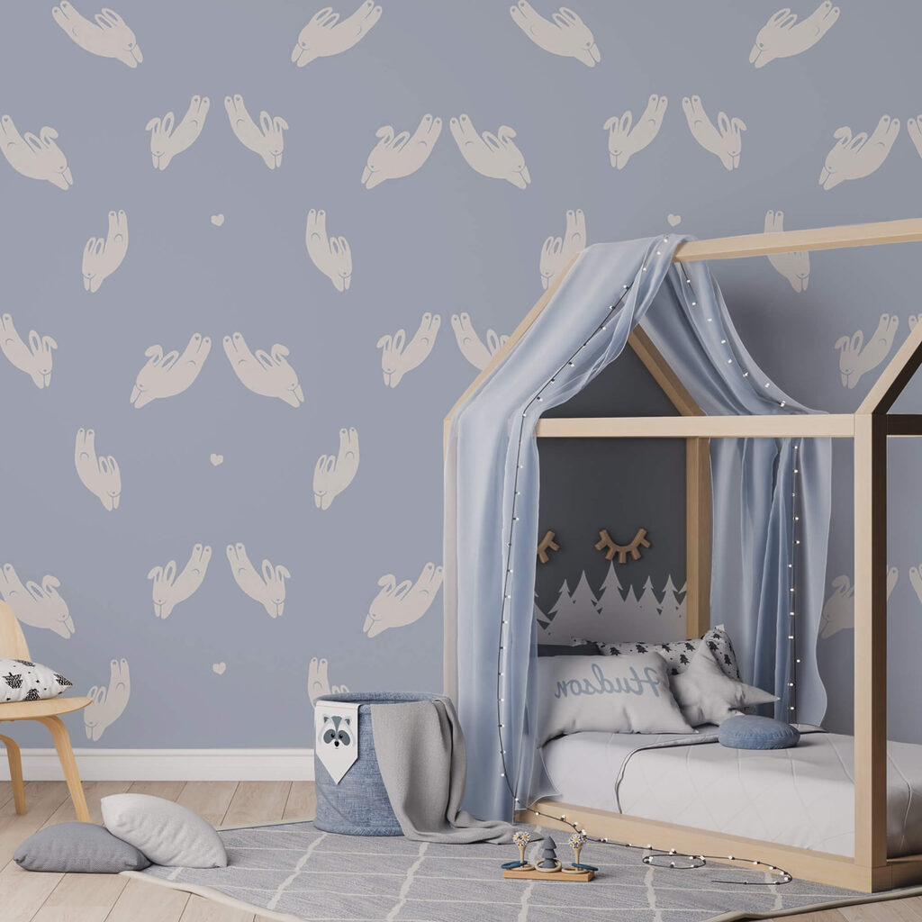 Pattern of hands on a blue background