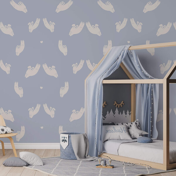 Pattern of hands on a blue background