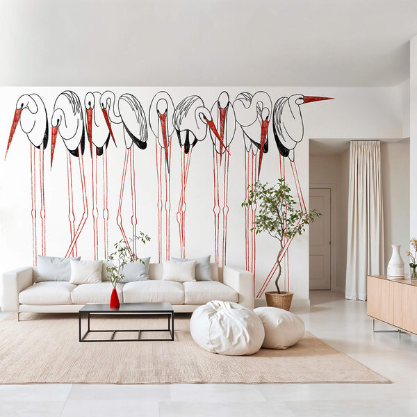 Wall murals Group of birds with long legs (SKU: t00524) Wall murals Wall murals Group of birds with long legs (SKU: t00524)
