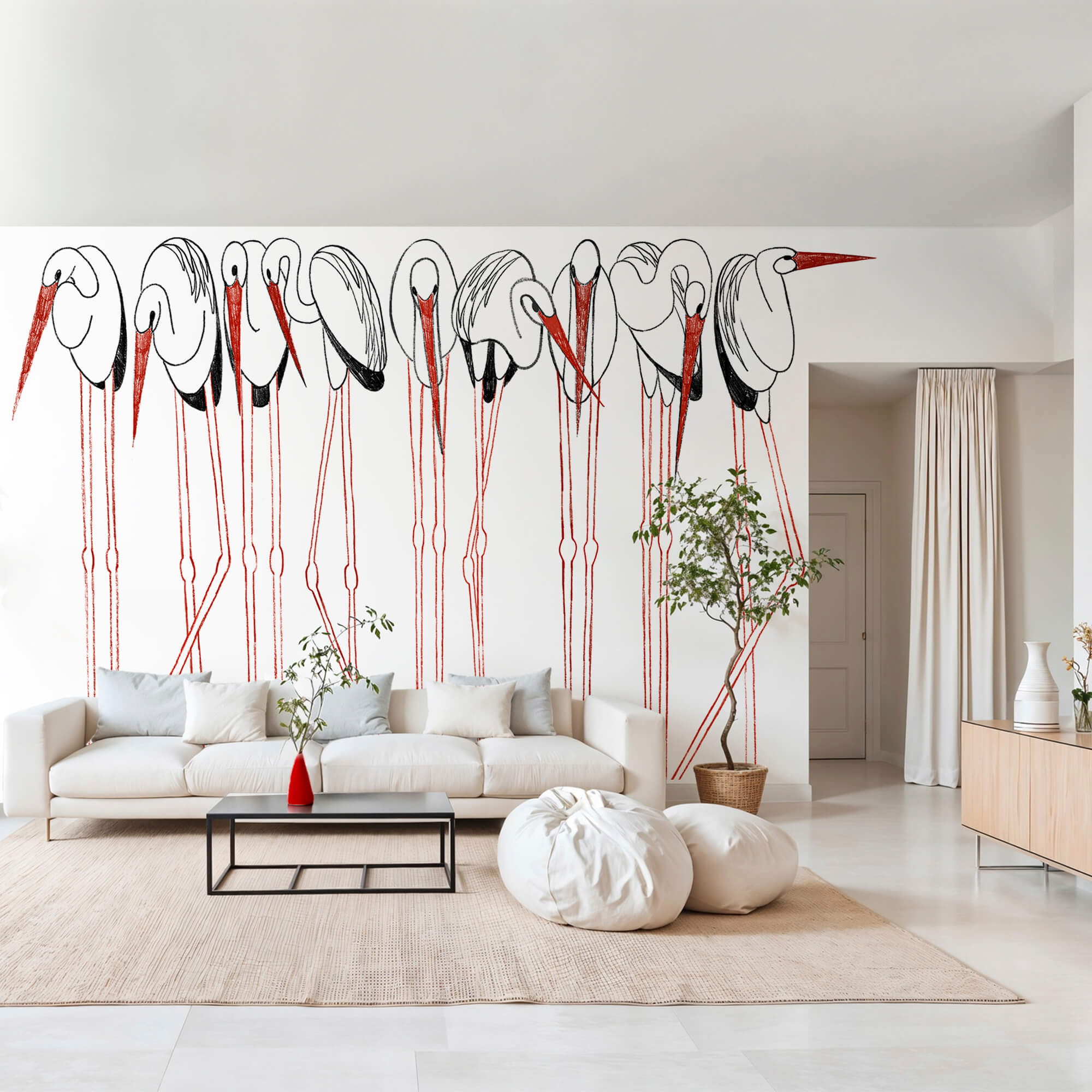 Group of birds with long legs