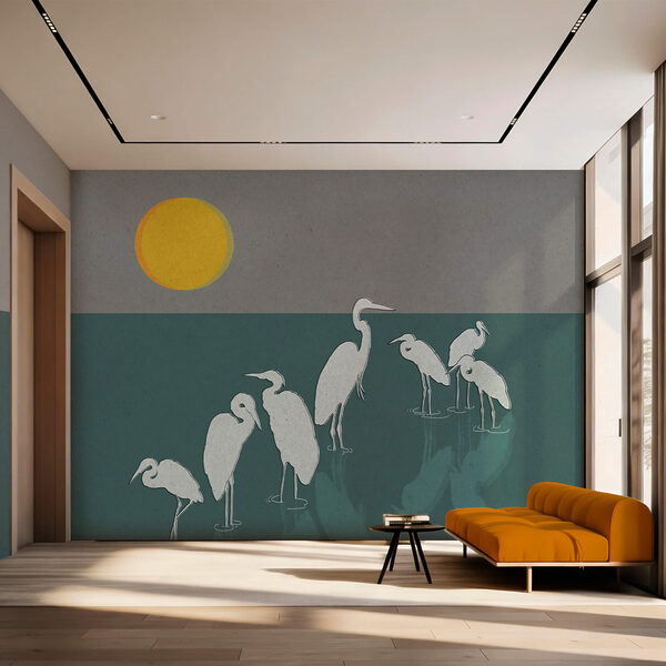 Wall murals Group of birds standing in water (SKU: t00535) Wall murals Wall murals Group of birds standing in water (SKU: t00535)