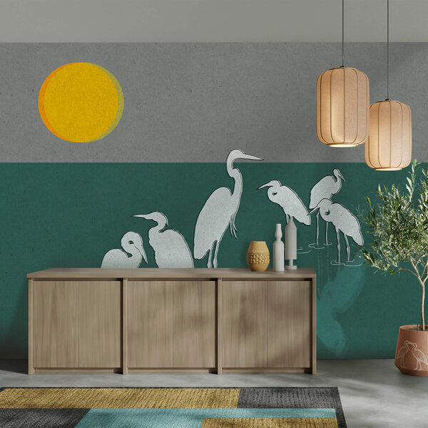 Group of birds standing in water