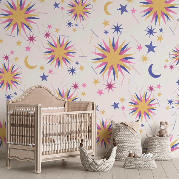 Wall murals Pattern of stars and moon (SKU: t00453) Wall murals Wall murals Pattern of stars and moon (SKU: t00453)