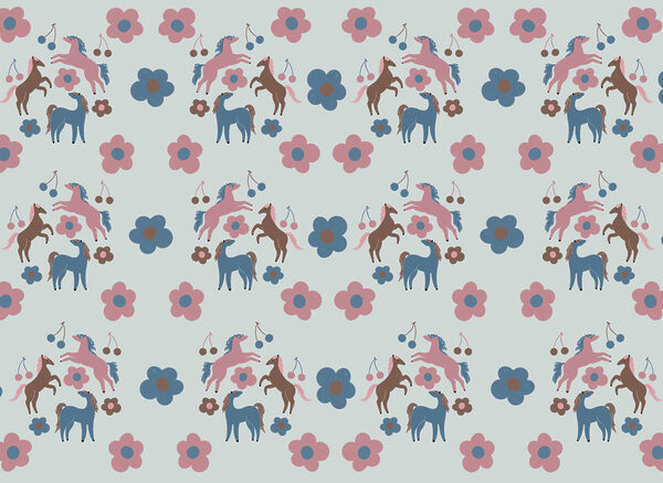 Pattern of horses and flowers
