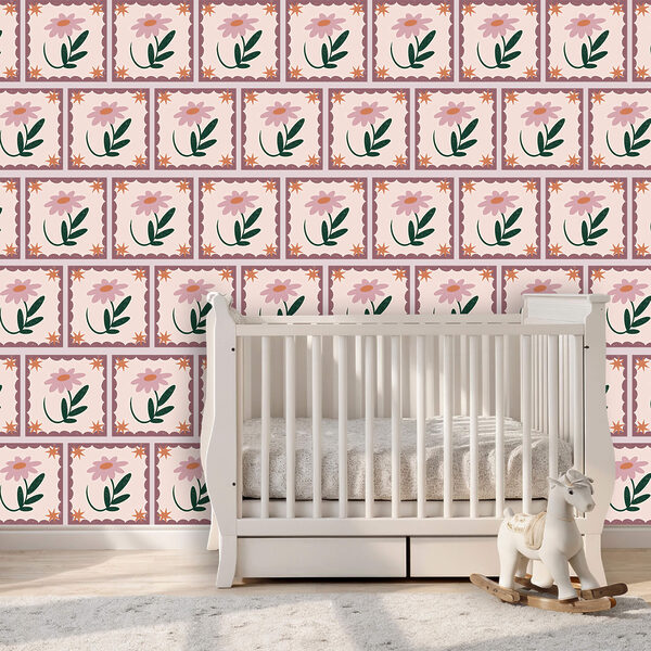 Wall murals Pattern of flowers and leaves (SKU: t00460) Wall murals Wall murals Pattern of flowers and leaves (SKU: t00460)