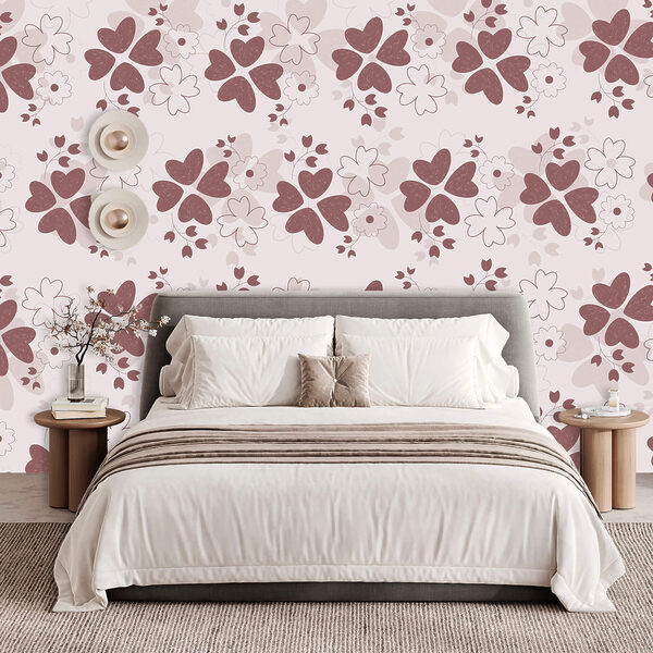 Wall murals Pattern of flowers and leaves (SKU: t00461) Wall murals Wall murals Pattern of flowers and leaves (SKU: t00461)