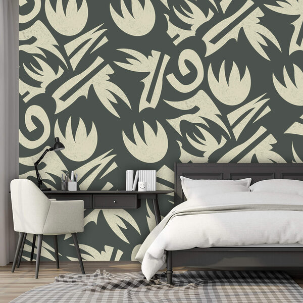 Wall murals Pattern of white and gray leaves (SKU: t00462) Wall murals Wall murals Pattern of white and gray leaves (SKU: t00462)