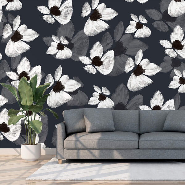 Wall murals Pattern of white flowers (SKU: t00463) Wall murals Wall murals Pattern of white flowers (SKU: t00463)