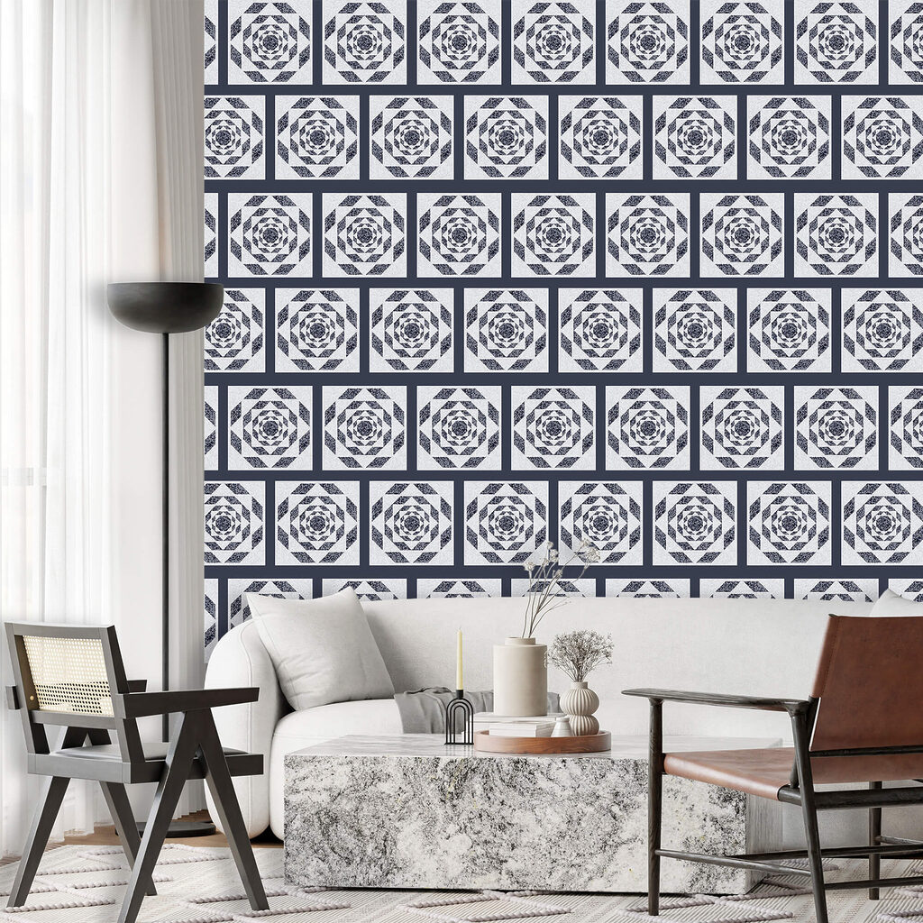 Pattern of squares and a pattern of a flower