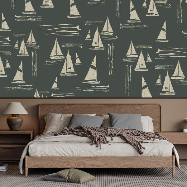 Wall murals Pattern of sailboats on a dark background (SKU: t00482) Wall murals Wall murals Pattern of sailboats on a dark background (SKU: t00482)