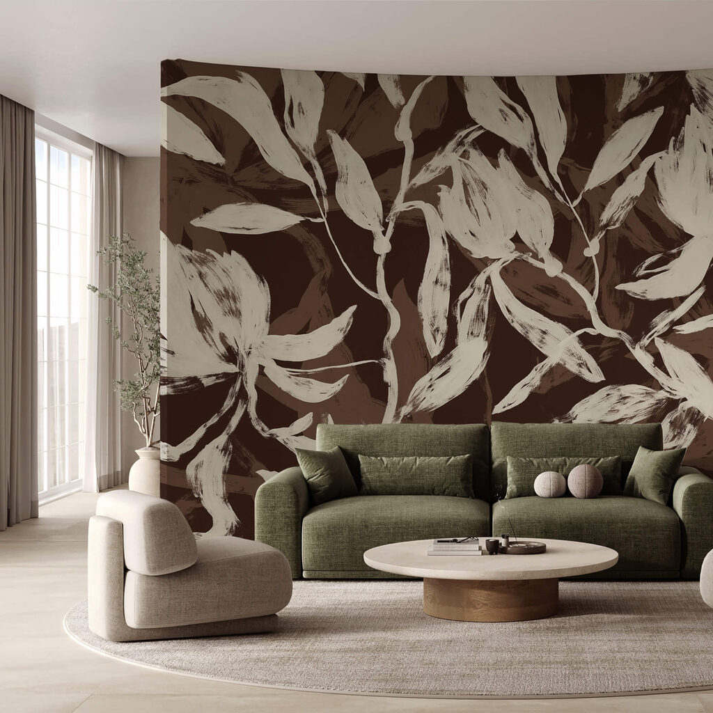 Flowing leaves in soft monochrome tones