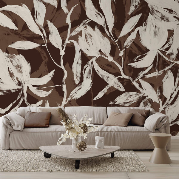 Flowing leaves in soft monochrome tones