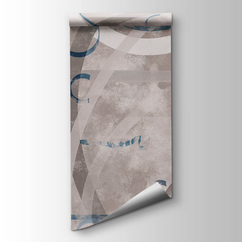 Grey and blue swirls and circles